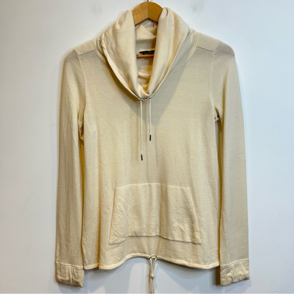 Theory Cashmere Cowl Neck Sweatshirt Cream